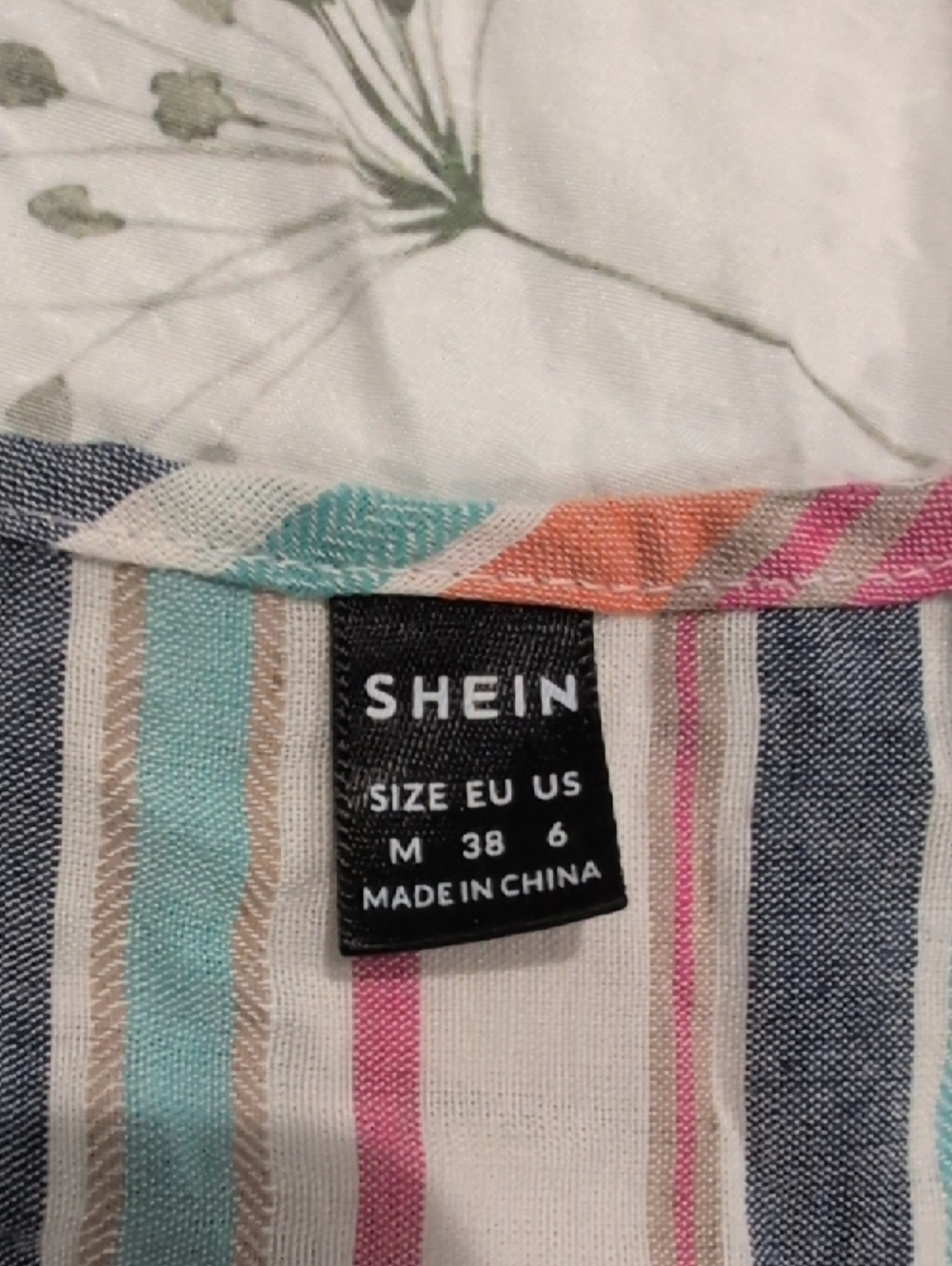 SHEIN Striped Multi-Color V-Neck Ruffle Top - Picture 2 of 2